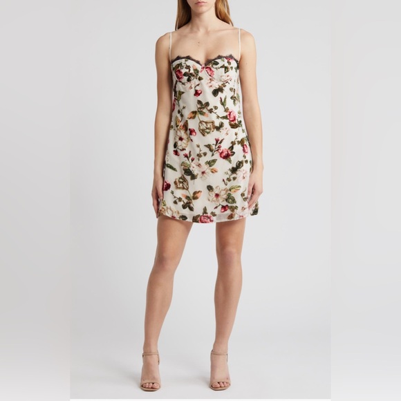 Rare London Dresses & Skirts - Rare London Floral Flocked Mini Slipdress- Sz Small